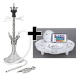 Imagine 1/7 - Narghilea Aryf Gloria Clear Set + Suport Led