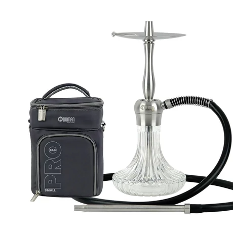 Oduman Velos Hookah Silver Body-Clear Glass+Port Geanta