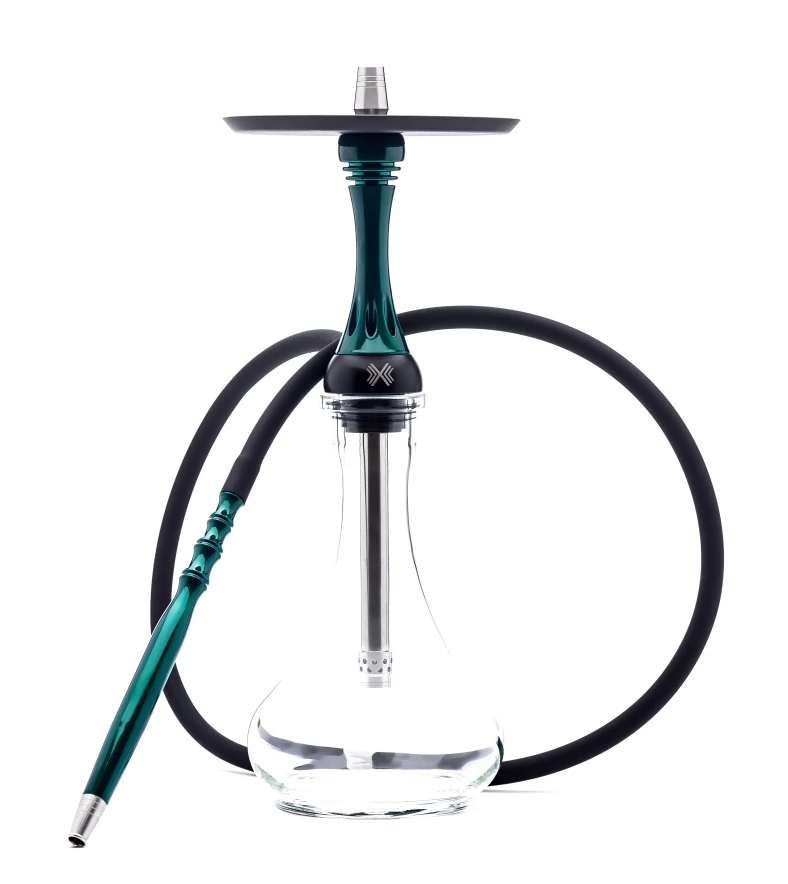 Narghilea Alpha Hookah X Green Dark - Verde Inchis + Vas
