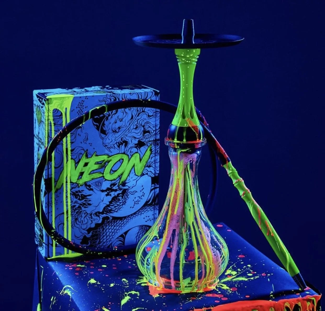 Narghilea Alpha Hookah X Neon Fosforescent + Vas