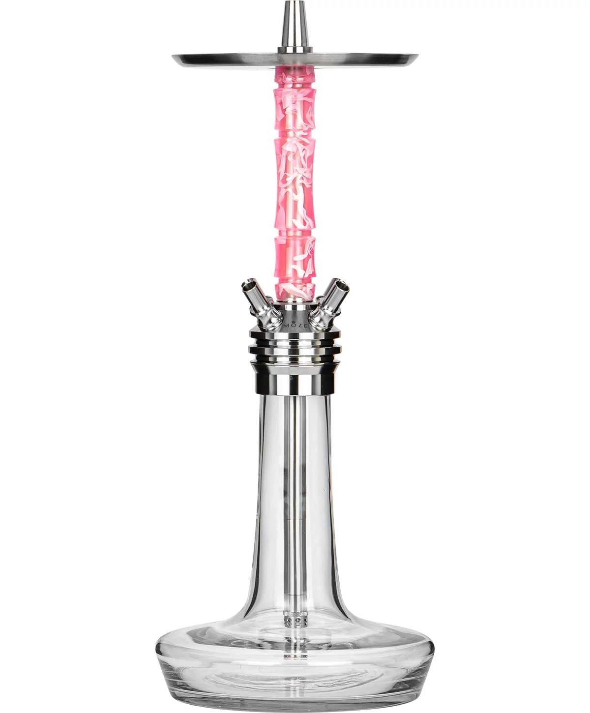 Narghilea Moze Varity Squad Silver Hookah - Clear Wavy Pink