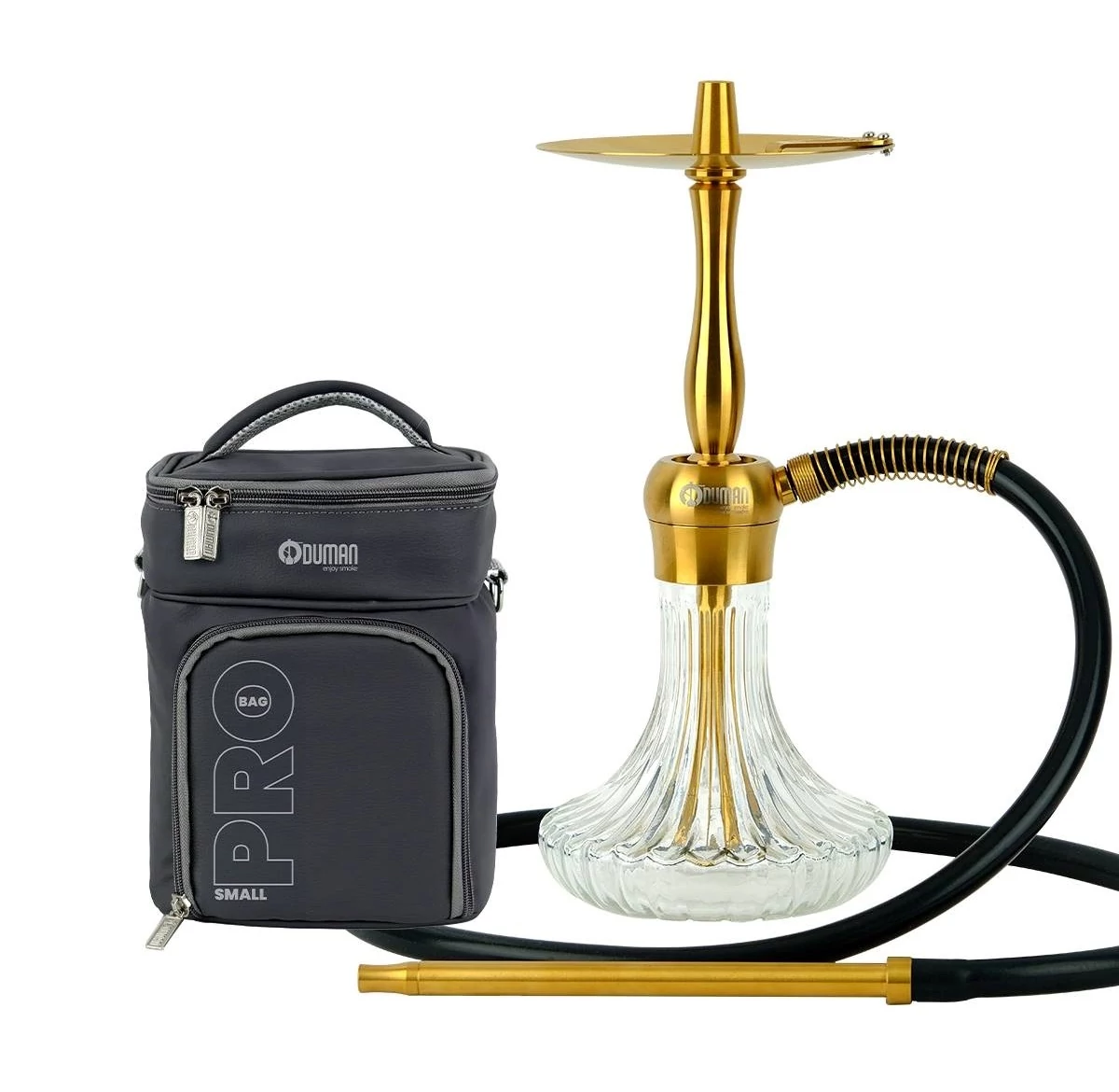 Oduman Velos Hookah Gold Body-Clear Glass+Port Geanta