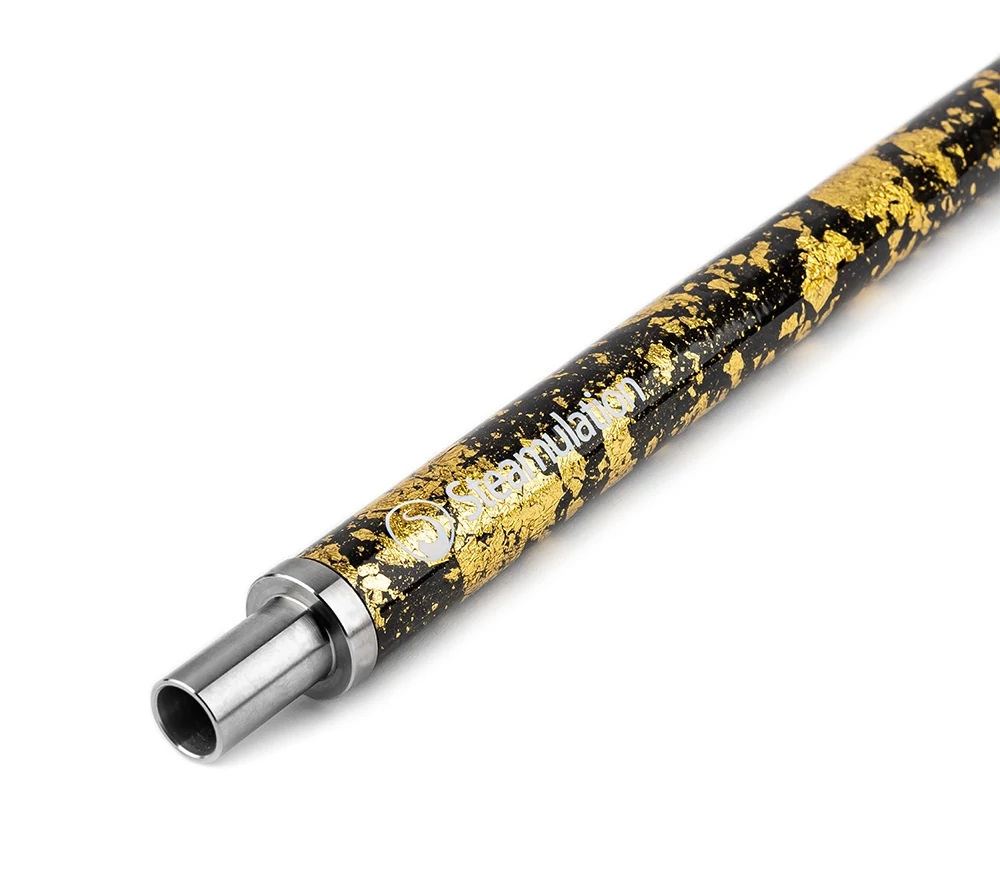 Maner + Furtun Set Narghilea Steamulation Carbon Gold Leaf